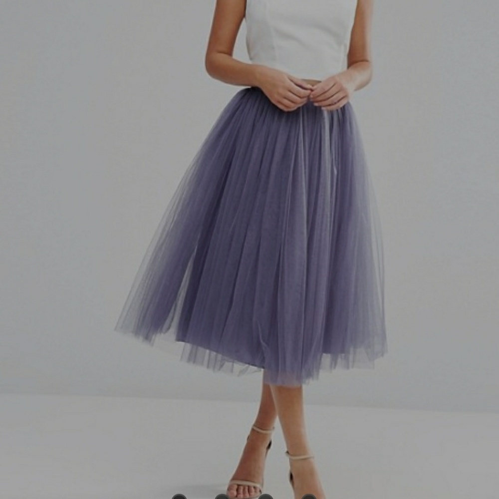 ASOS Tea Length Tulle Skirt Lavender